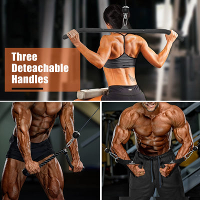 SERTT Home Gym Pulley System - Tricep Workout, Lat Pulldown, Biceps Curl, Triceps, Shoulders, Back, Forearm, Weight Cable for Squat Rack, Garage