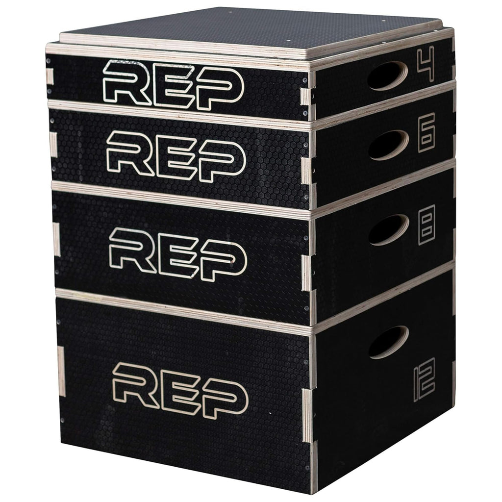 Rep Wooden Plyo Box | Stackable Jump Platforms for Home Gym Workouts | Multiple Height Options from 4, 6.8 and 12" Exercise Step Up Boxes for CrossFit & Plyometric Training | Durable Fitness Equipment
