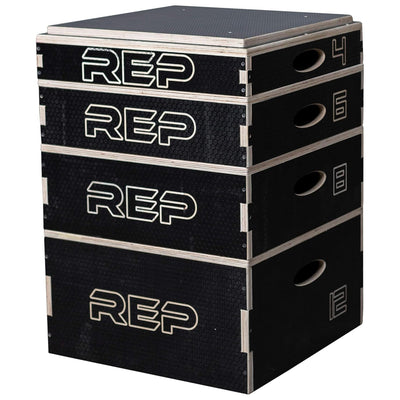 Rep Wooden Plyo Box | Stackable Jump Platforms for Home Gym Workouts | Multiple Height Options from 4, 6.8 and 12" Exercise Step Up Boxes for CrossFit & Plyometric Training | Durable Fitness Equipment