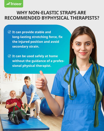 Trideer Stretching Strap Yoga Strap Physical Therapy for Home Workout, Exercise, Pilates and Gymnastics, 10 Loops Non-Elastic Stretch Bands with Aesthetic Packaging for Women & Men