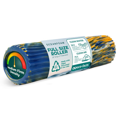 Oceanfoam Tidal Roller - Natural - Muscle Massage Foam Roller for Back Pain & Stretching - Firm and Ergonomic Wide Wave Textured - Yoga, Athletics, & Wellness - Full Size, 20" x 5"