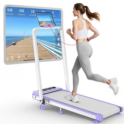 Foldable Treadmill with 9% Incline, Upgrade 3.5HP Low Noise Walking Pad Treadmill with Handle Bar, Trisomy 4 in 1 Portable Under Desk Treadmills for Home/Office, 350Lbs Capacity, APP & Remote Control