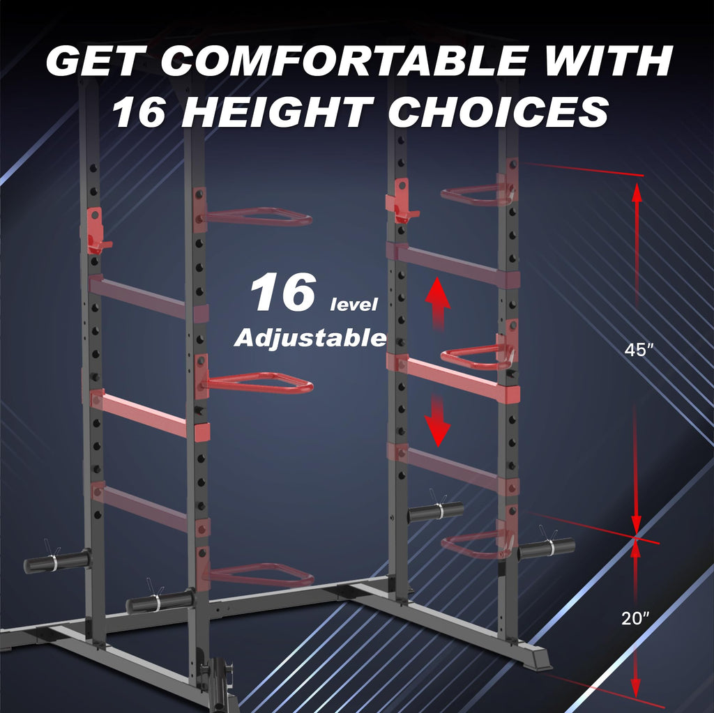 Fitness Reality Power Cage Squat Rack with Optional LAT Pulldown, Cable Crossover, 800 lb Capacity, Multi-Grip Pull-Up Bar, Adjustable Safety Bars, Strength Training for Home Gym