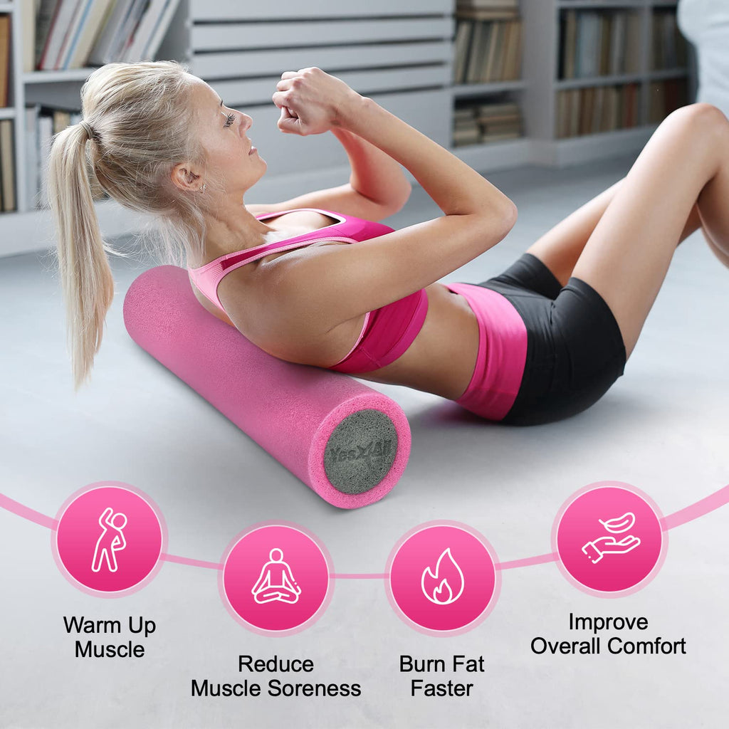Yes4All High-Density EPP Round Back Roller Foam, Exercise Foam Roller for Yoga, Pilates & Stretching - 12, 18, 24, 36 inch