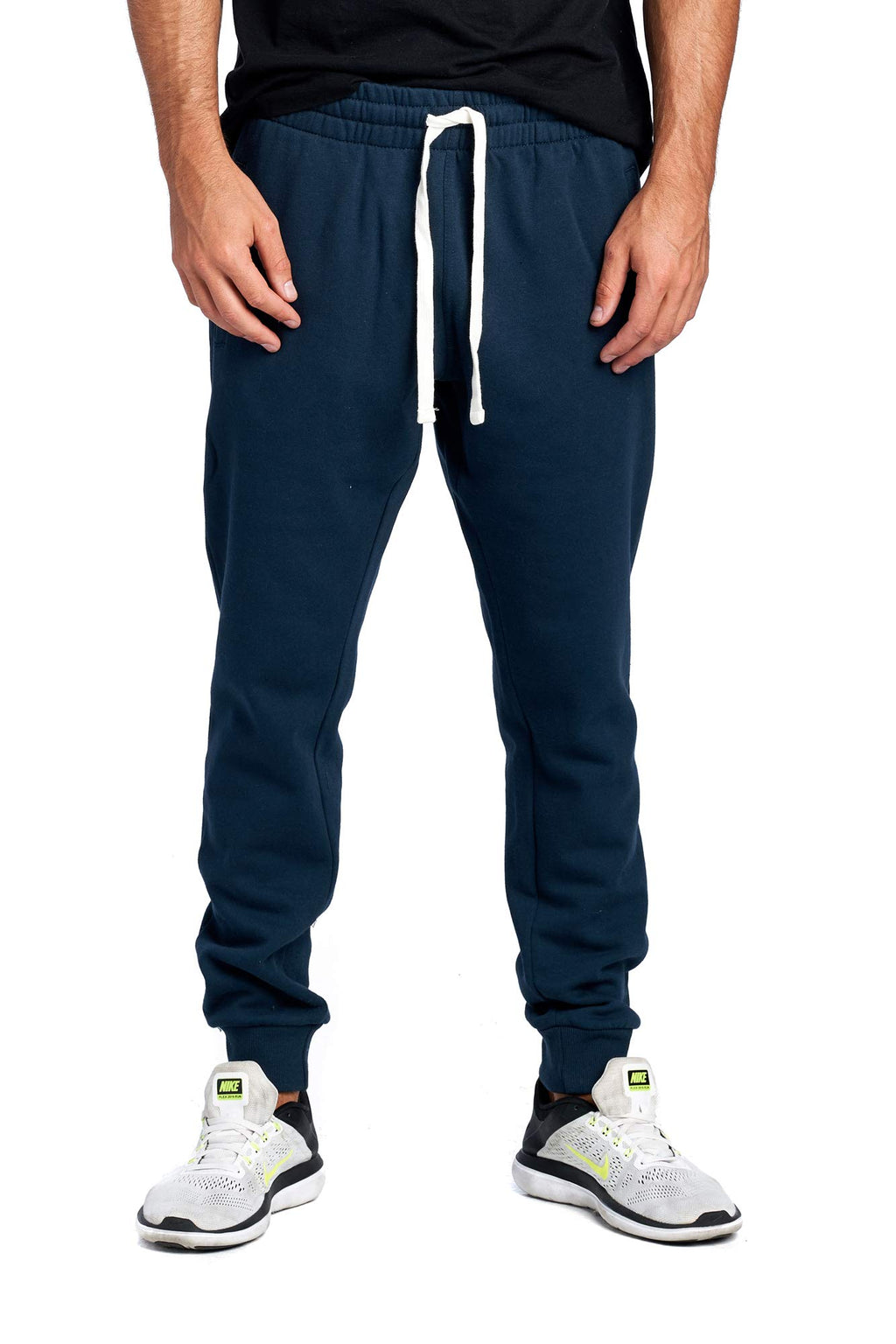PROGO USA Men's Joggers Sweatpants Basic Fleece Marled Jogger Pant Elastic Waist