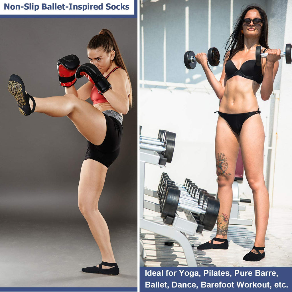 Ozaiic Pilates Socks for Women Non Slip Grip, Yoga Socks with Grippers for Barre, Hospital, Ballet, Dance, Barefoot Workout