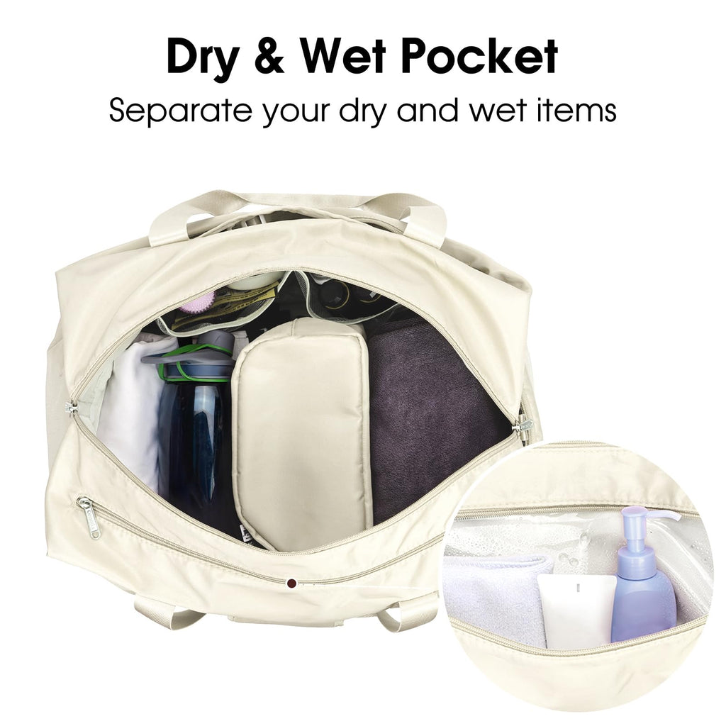 Ceneda 20" Gym Bag for Women with Wet Pocket & Shoe Compartment, Lightweight Duffel Waterproof Carry On Duffle for Travel, Yoga, Overnight (Green)