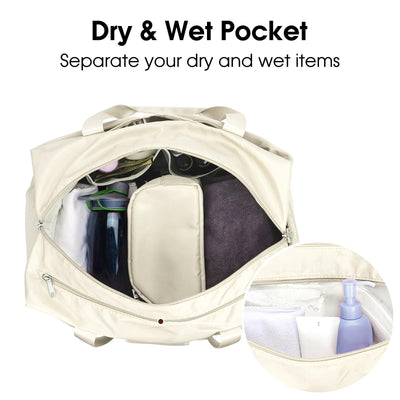 Ceneda 20" Gym Bag for Women with Wet Pocket & Shoe Compartment, Lightweight Duffel Waterproof Carry On Duffle for Travel, Yoga, Overnight (Green)