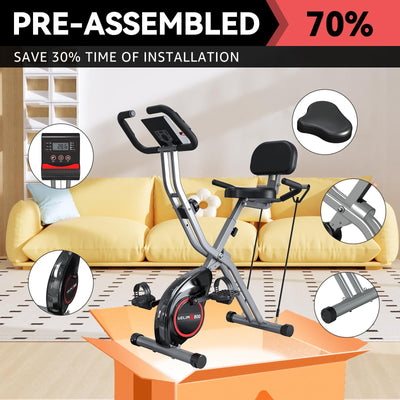 Foldable Exercise Bike Stationary Bikes for Home, 5 IN 1 Indoor Workout Bike, Cycling Bike with 16-Level Quiet Magnetic Resistance, 6.6 LBS Flywheel and 300LBS Capacity, 2025 Designed 817 X-bike