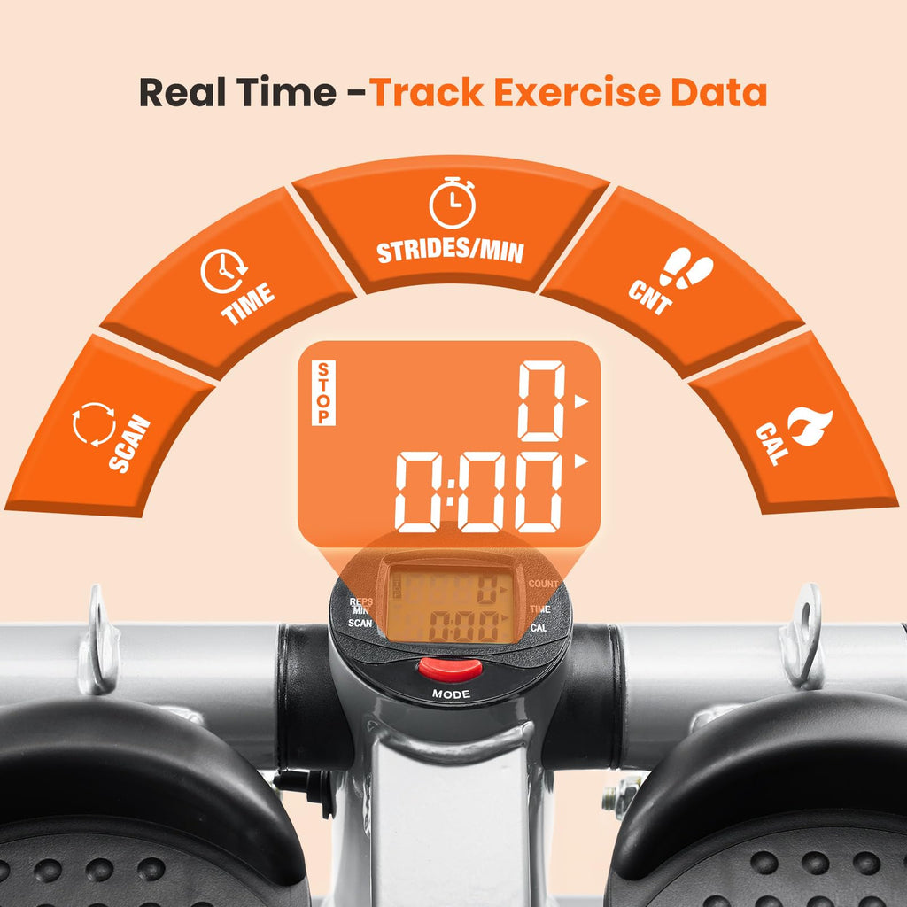 Sweetcrispy Mini Stair Steppers with Resistance Bands for Exercise at Home, Portable Exercise Twist Stepper Machine for Full Body Workout, 300LBS Capacity