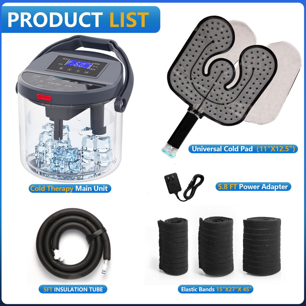 Cold Therapy Machine with Programmable Timer, Ice-Machine-for-Knee-After-Surgery, Knee Replacement Recovery Equipment, Cryotherapy Pain Relief w/Compression Pad for Shoulder, Ankle (Dark Grey)