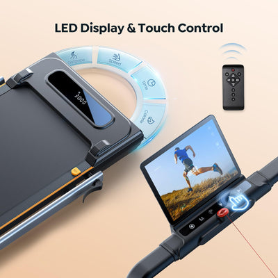 Foldable Treadmill with 7% Incline, 2.5HP Portable Under Desk Walking Pad with 0.6-7.5MPH, Handle, Remote and App Control, 265lbs Maximum Capacity for Home, Office