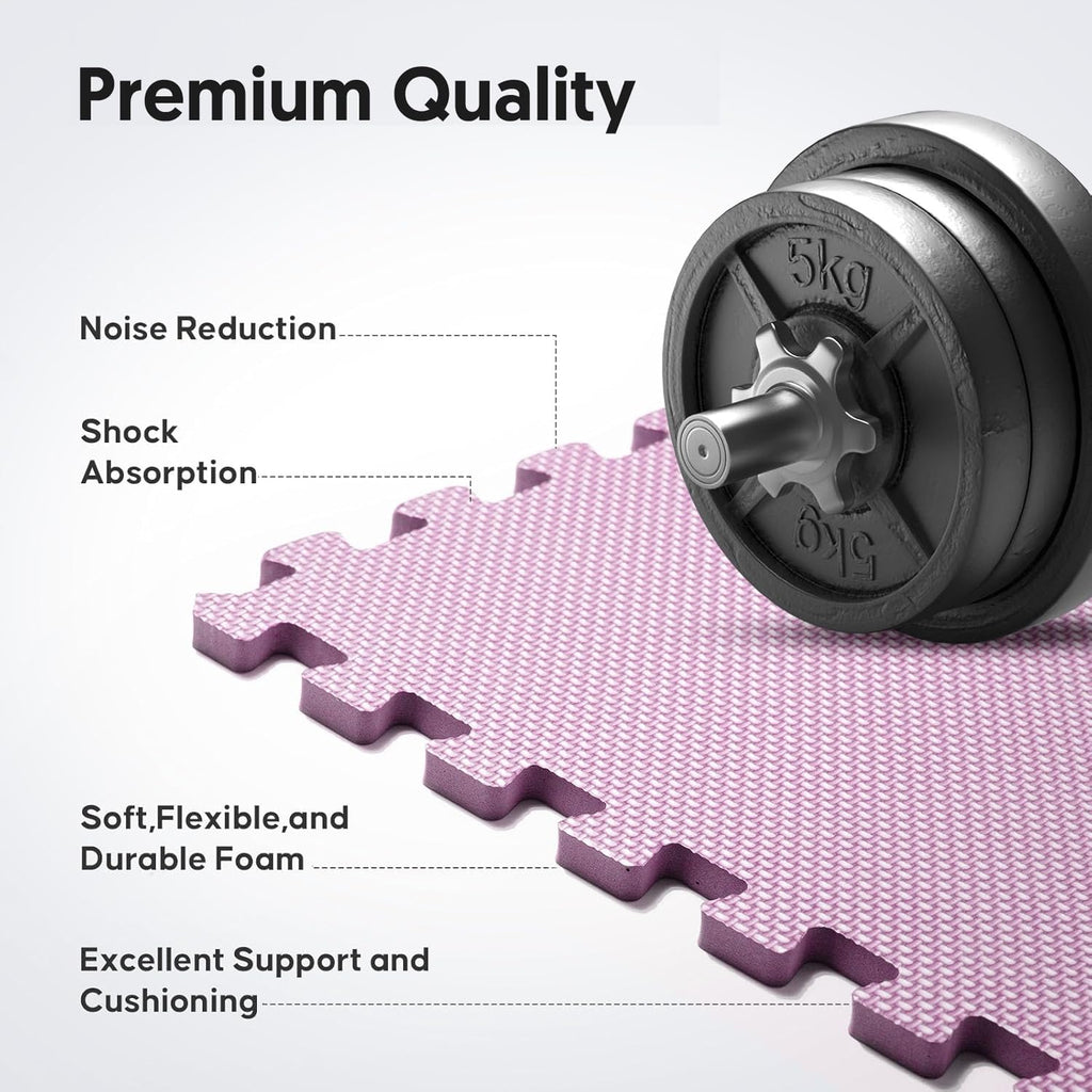 Home Gym Mat, Puzzle Exercise Mat, EVA Interlocking Foam Floor Tiles for Home Workout Equipment and Kids' Play Areas - Grey, 24 in x 24 in x ½ in - 12 Tiles (Grey, 12 Pack, 48 SQ FT)