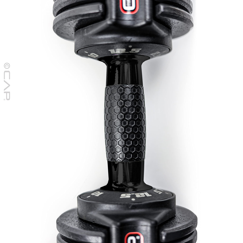CAP Barbell ADJUSTABELL Adjustable Round Dumbbell Weights - Singles & Pairs | 12.5 lb, 25 lb & 55 lb | Multiple Handle Options