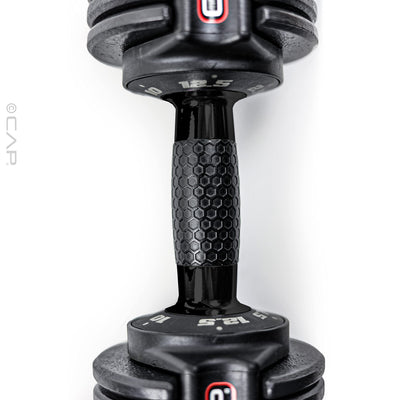 CAP Barbell ADJUSTABELL Adjustable Round Dumbbell Weights - Singles & Pairs | 12.5 lb, 25 lb & 55 lb | Multiple Handle Options