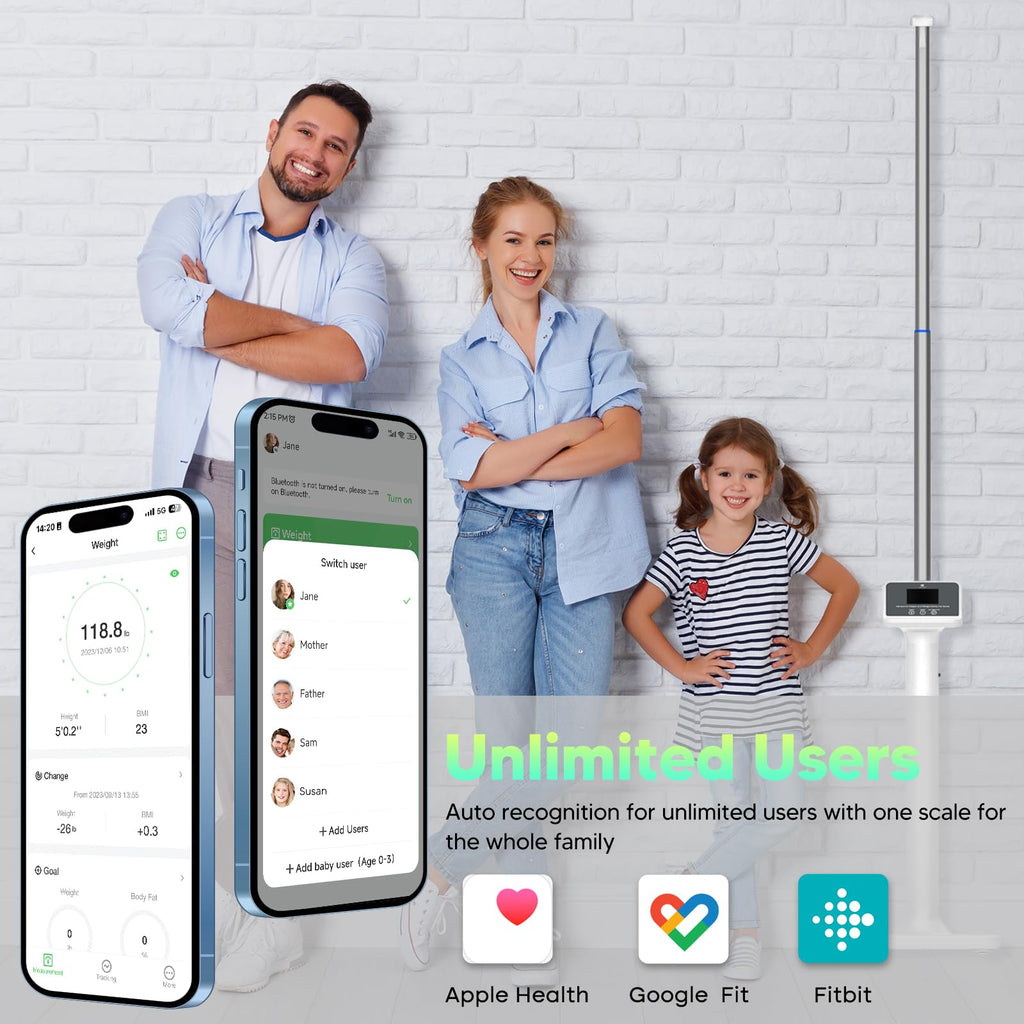 arboleaf Digital Physician Scale, Ultrasonic Height and Weight Scale, Smart Body Composition Analyzer for Gym and Home, 11-485lb, 6ft.4.8in, Body Fat Measurement, Weight, Height, BMI