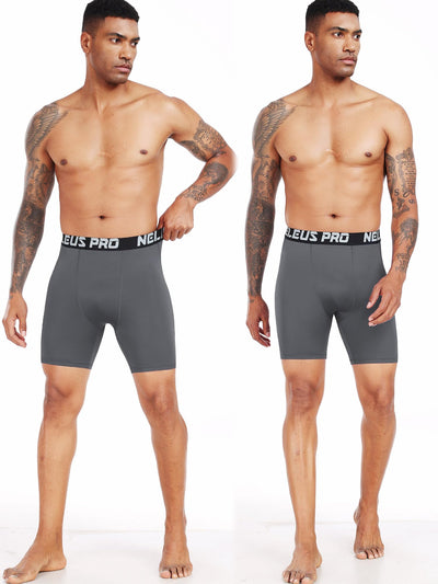 NELEUS 3 or 6 Pack Compression Shorts for Men Spandex Sport Shorts Running Athletic Workout Performance Baselayer Underwear