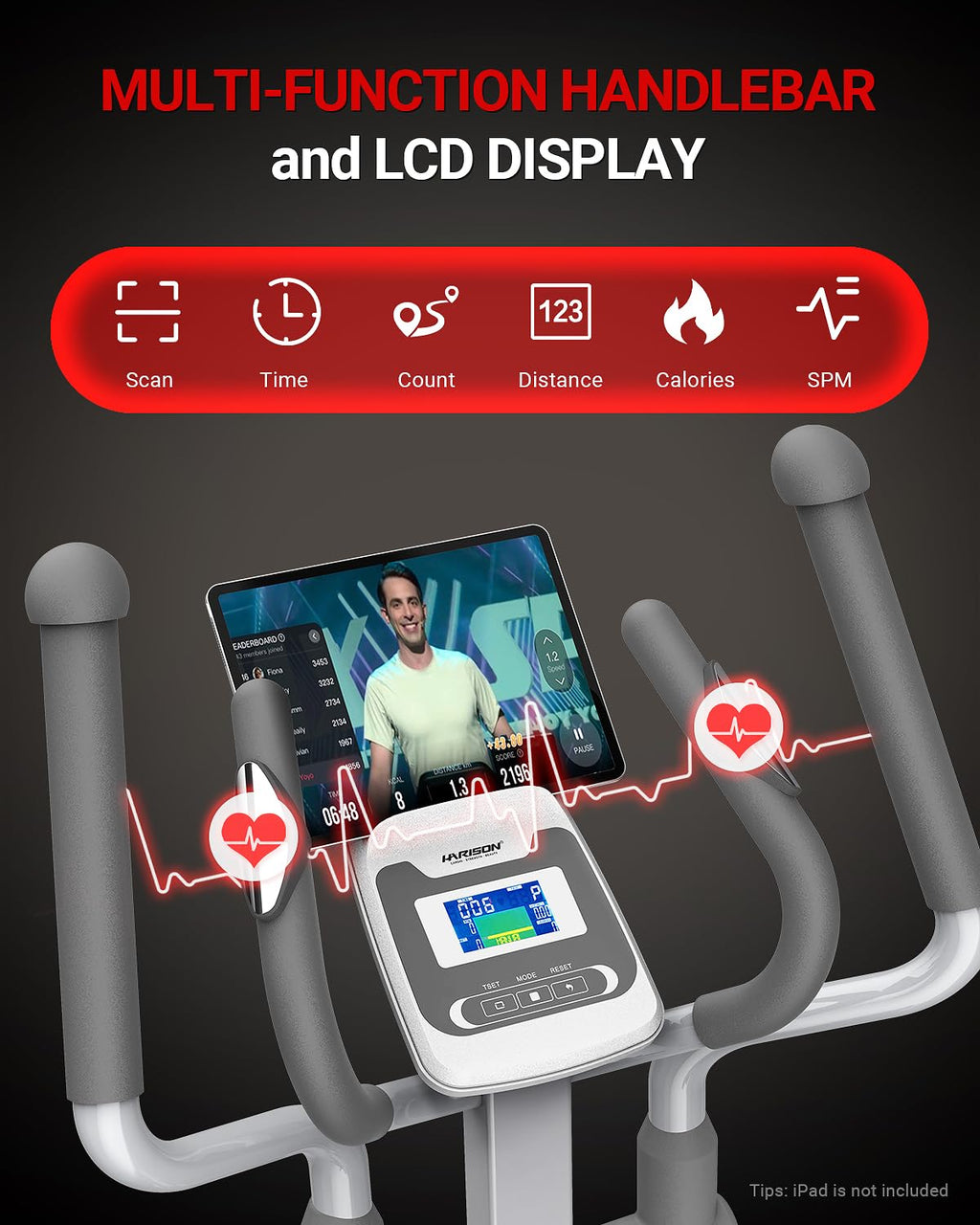 HARISON Elliptical Machine for Home 350 LBS Capacity, Magnetic Elliptical Exercise Machine with 16-Level Resistance Control, Elliptical Trainer