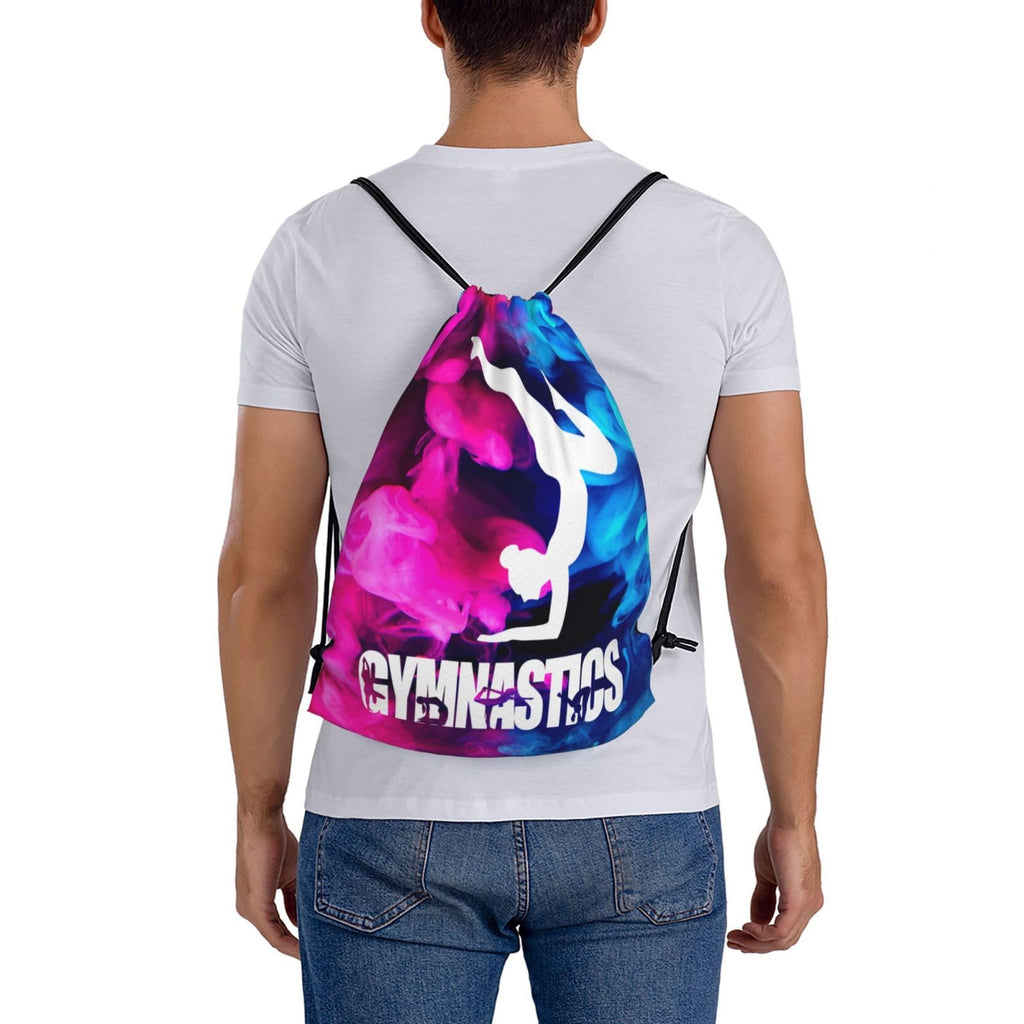 Gymnastics Drawstring Backpack Light Gym String Bag Pink Water Resistant Sackpack Sport Yoga Daypack For Womens Mens