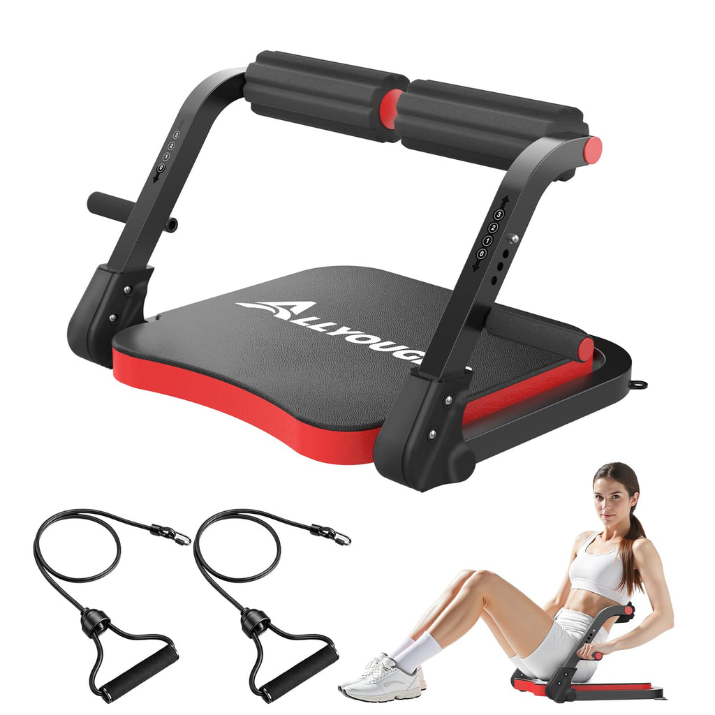 Ab Machine,Sit Up Exercise Equipment& Core Machine, Workout Equipment,Adjustable Ab Trainer with 3 Resistance Levels and Removable Auxiliary Handle,Home Gym Fitness Equipment for All Ages