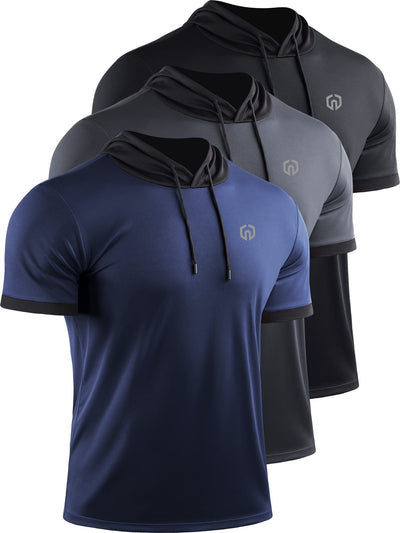 NELEUS Men's Dry Fit Performance Athletic Shirt with Hoods