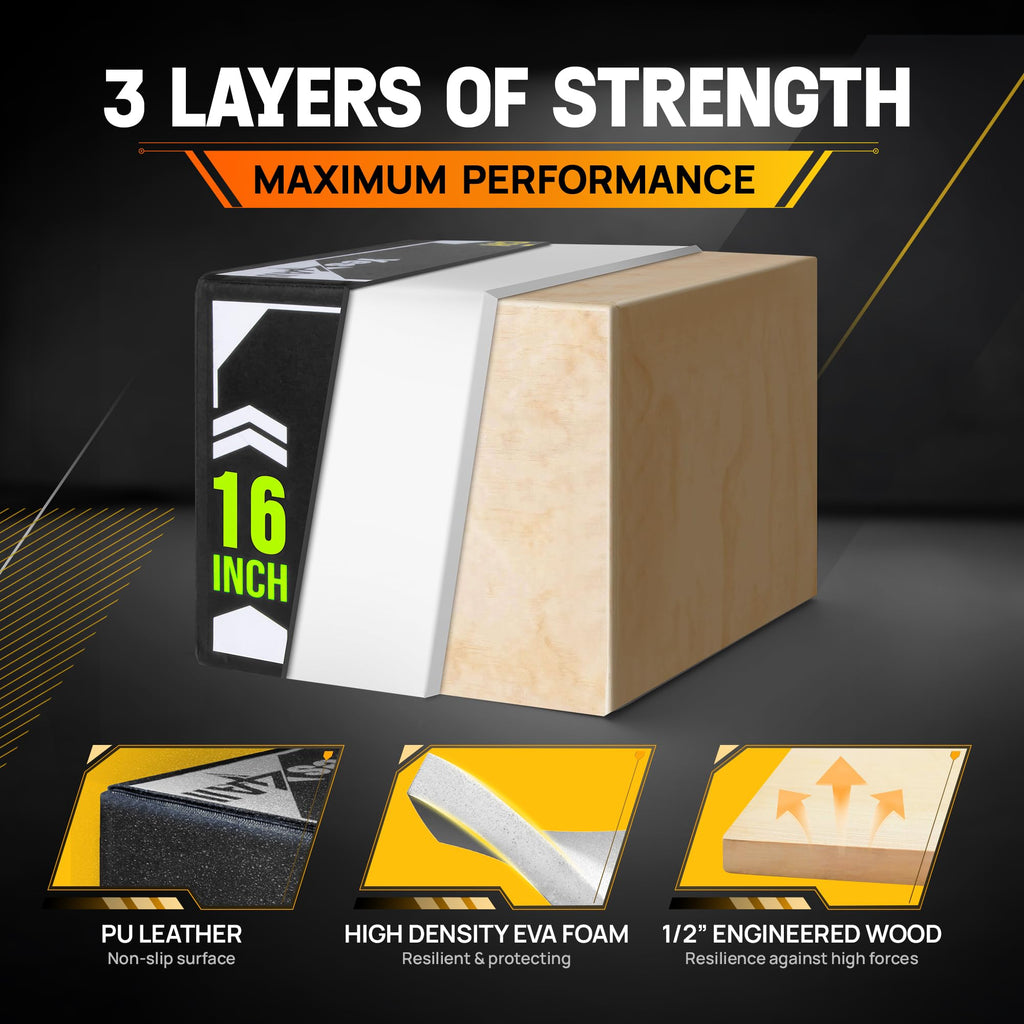 Yes4All 3-in-1 Soft-Padded Plyo Box With Wooden Core, Non-Slip Multi-Use Cushioned Plyometric Jump Box with Vinyl Cover for Jumping, Conditioning, Strength Training