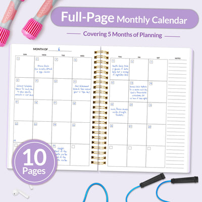 Fitness Journal Workout Planner for Women & Men, A5 (6.4" x 8.3") Workout Journal Log Book Planner Gift for Track Gym Essentials, Home Workouts, Track Progress, Achieve Wellness Goals, Pink