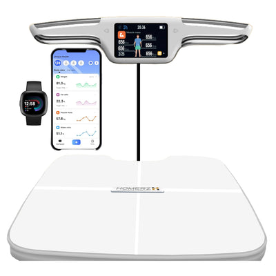 Homerz Smart Scale Pro Max – Bend-Free Smart Scale with BMI, Body Fat, Muscle Mass, Full Body Composition Scale with Digital Weight Tracking, Body Scan Scale with Handle, Body Fat Scanner