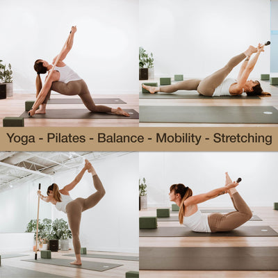 5ft Yoga Stick Made from Natural Bamboo - Stretching Stick for Mobility, Balance, Pilates & Physical Therapy - Exercise Stick with Non-Slip Ends - Includes 20+ Video Tutorials
