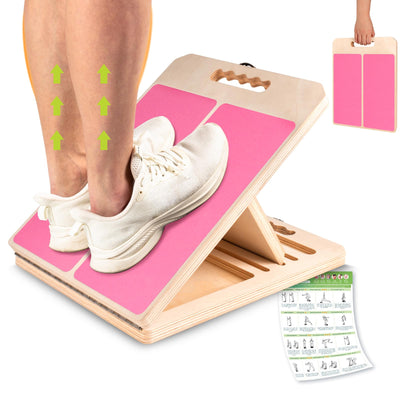 Slant Board for Calf Stretching, Adjustable Portable Wooden Incline Board for Calf Stretcher with Training Poster, 300 Lbs Weight Capacity Calf Stretch Wedge for Leg, Knees, Heel, Ankle & Stretching