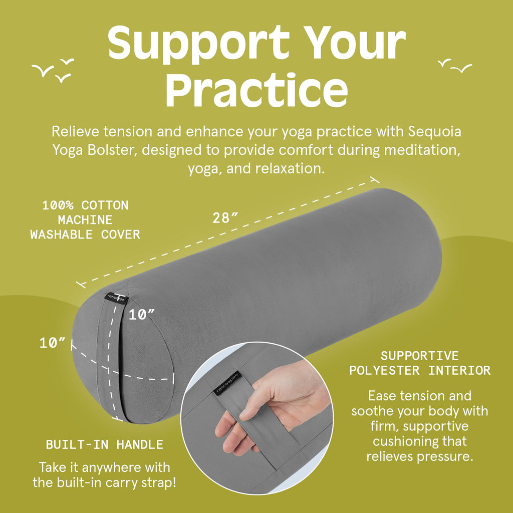 Retrospec Retrospec Sequoia Yoga Bolster Pillow - Meditation Cushion for Yoga Practices - Includes Machine Washable 100% Cotton Cover & Durable Carry Handle