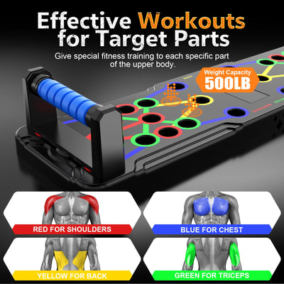 Solid Push Up Board 15 in 1 Home Workout Equipment Multi-Functional Pushup Stands System Fitness Floor Chest Muscle Exercise Professional Equipment Burn Fat Strength Training Arm Men & Women Weights