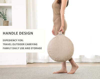 Meditation Cushion, Comfortable Meditation Pillow with Peacock Feather Jacquard Cover. Buckwheat Hull Filled Zafu Floor Pillow 16 * 16 * 5 in