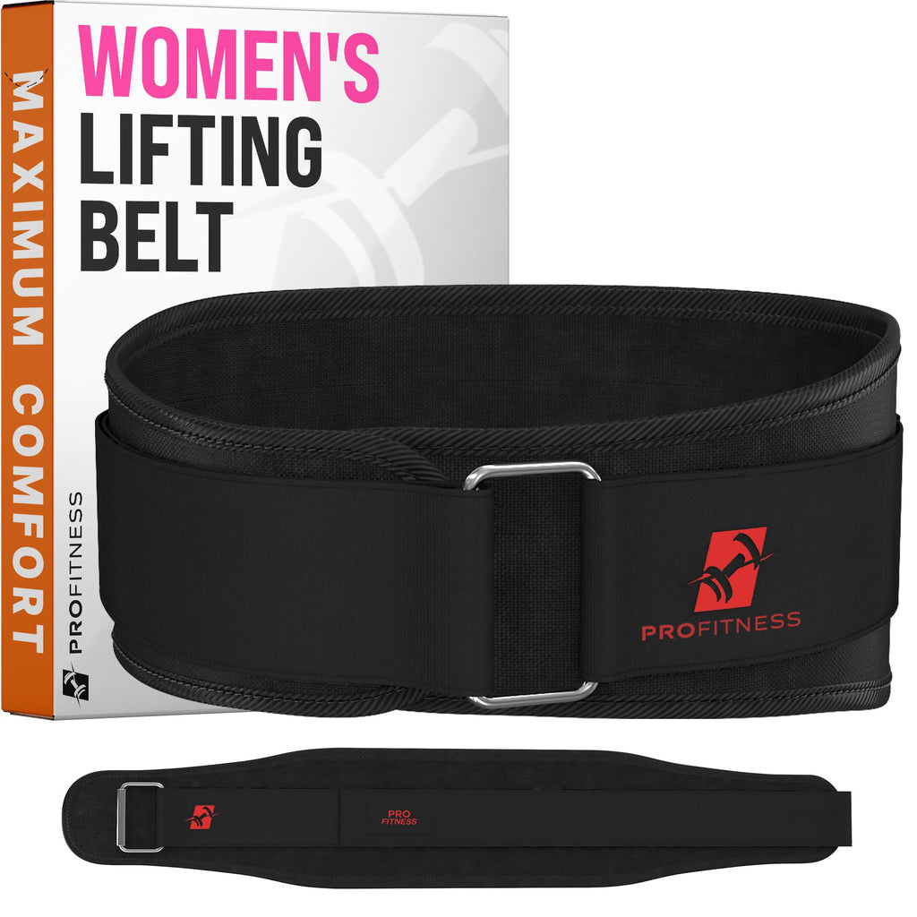 ProFitness Weight Lifting Belt for Women - 4'' Wide Comfortable Workout Belt for Women - Weight Belt for Women Squats & Deadlifts - Back Support Weight Lifting Belt Women & Men