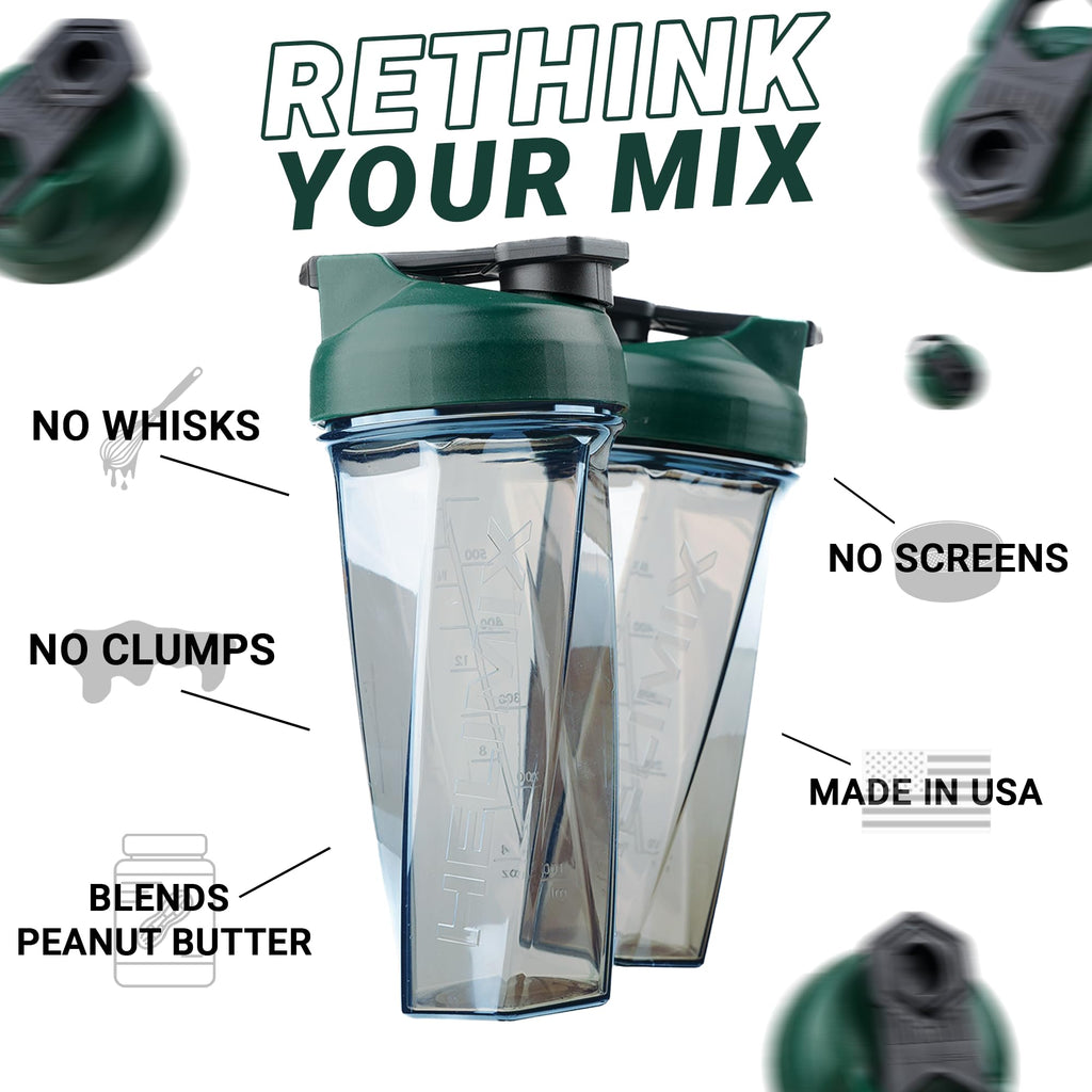HELIMIX 2.0 Vortex Blender Shaker Bottle Holds upto 28oz | No Blending Ball or Whisk | USA Made | Portable Pre Workout Whey Protein Drink Shaker Cup | Mixes Cocktails Smoothies Shakes | Top Rack Safe