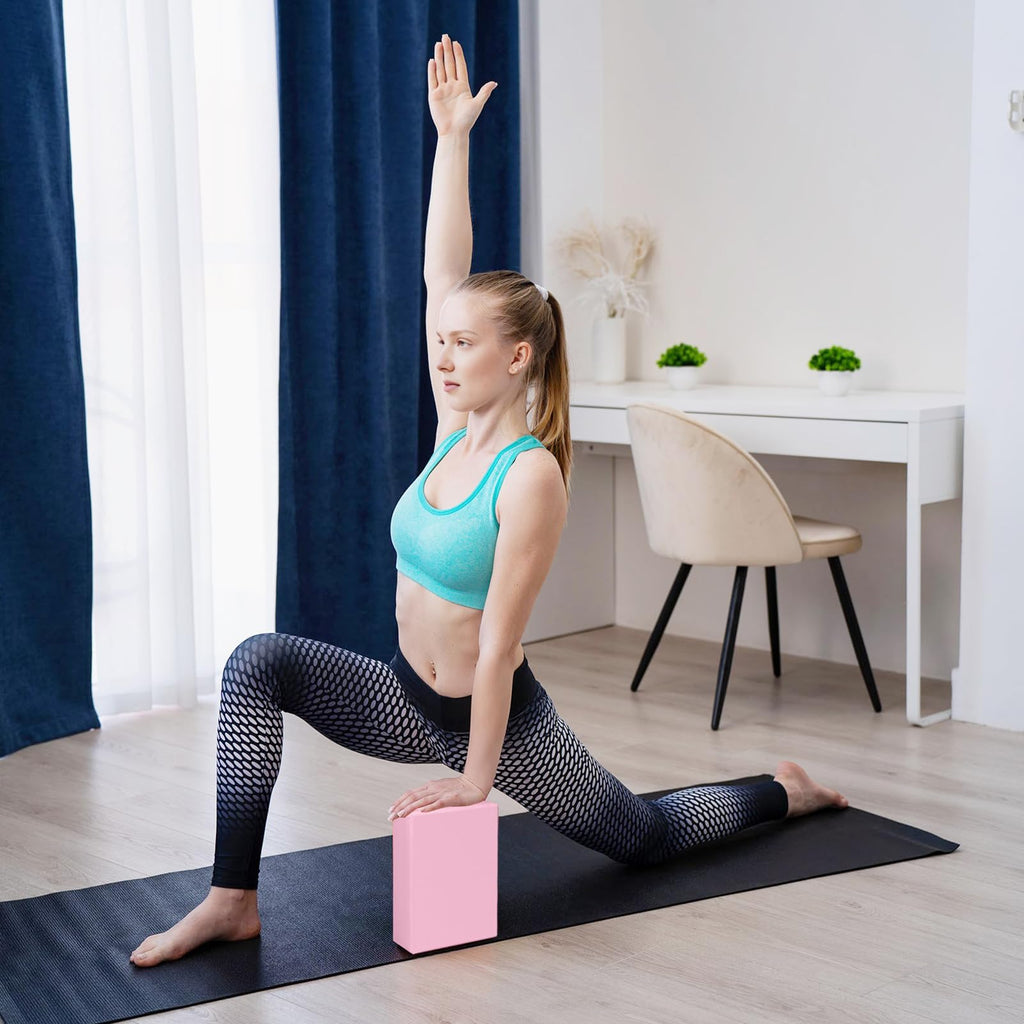 Yoga Blocks 2 Pack, EVA Foam Yoga Block Supportive, Non-Slip Exercise Blocks, Yoga Accessories for Pilates, Meditation, Balance, Stretching and Deep Poses