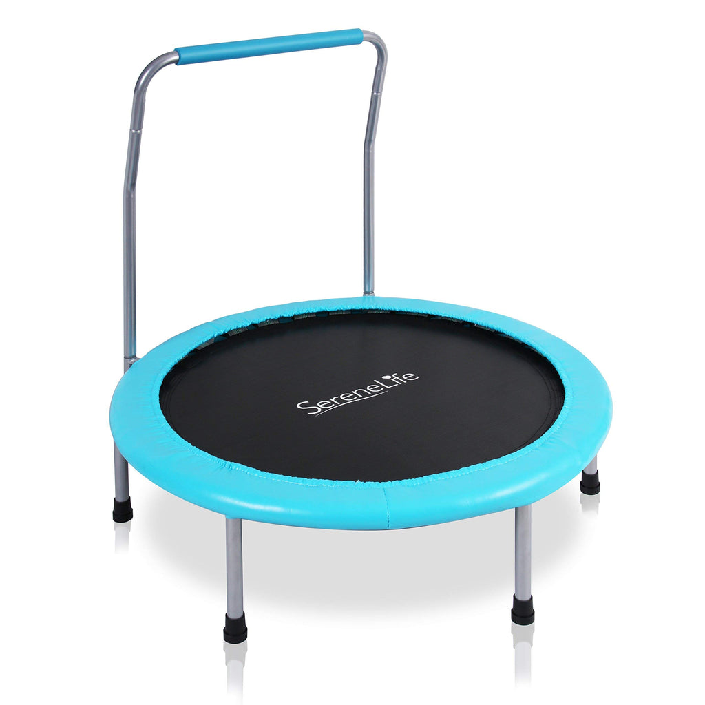 SereneLife 36/40" Foldable Mini Trampoline - Compact Fitness Trampoline for Kids Adults, Exercise Rebounder with Foam Handle, Indoor/Garden Workout Equipment, Max Load 150/220 lbs