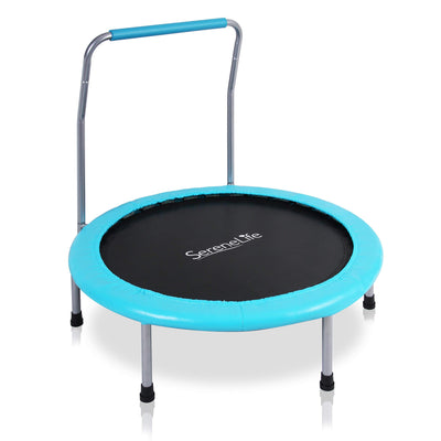 SereneLife 36/40" Foldable Mini Trampoline - Compact Fitness Trampoline for Kids Adults, Exercise Rebounder with Foam Handle, Indoor/Garden Workout Equipment, Max Load 150/220 lbs
