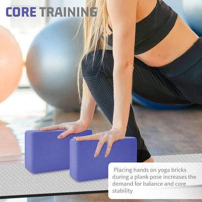 Yoga Blocks 2 Pack, EVA Foam Yoga Block Supportive, Non-Slip Exercise Blocks, Yoga Accessories for Pilates, Meditation, Balance, Stretching and Deep Poses