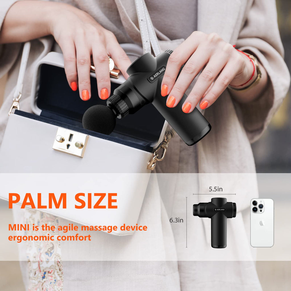 AERLANG Mini Massage Gun-Pink，Muscle Deep Tissue Massager Gun, Handheld Percussion Massager, Portable Quiet Massage Gun with Carry Case for Home Office Gym Motehr Day Gifts for Women Men Her