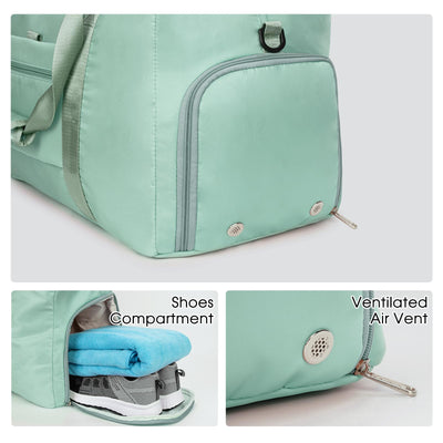 Ceneda 20" Gym Bag for Women with Wet Pocket & Shoe Compartment, Lightweight Duffel Waterproof Carry On Duffle for Travel, Yoga, Overnight (Green)