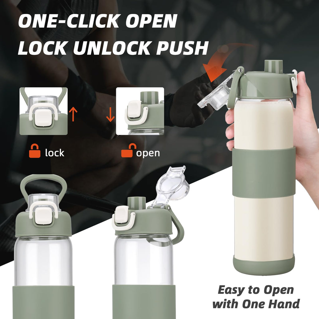 Glass Water Bottle for Protein Mixes 24 oz Protein Shaker Bottles with Whisk Ball Portable Leak Proof Shaker Blender for Fitness BPA Free