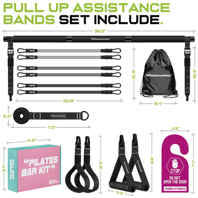Pilates Bar Kit with Resistance Bands, Multifunctional Pilates Bar for Women & Men with Heavy-Duty Metal Adjustment Buckle, Pilates Home Equipment for Full BodyWorkouts
