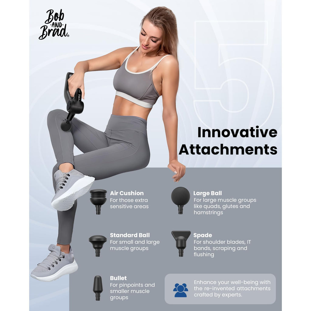 BOB AND BRAD D5 Pro Plus Massage Gun with Heat, FSA Eligible/HSA Eligible, 13mm Amplitude Deep Tissue Percussion Massage Gun with Max Power for Muscle Therapy, Professional Muscle Massager, Ideal Gift