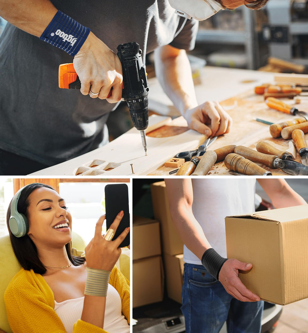 Compression Wrist Bands (2 PCS), High-Elastic Straps Wrist Wraps Wrist Brace for Sports Weightlifting Tennis Basketball Tendonitis Carpal Tunnel Arthritis - Breathable Fabric (Black)