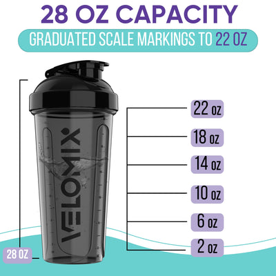 VELOMIX -4 PACK- 28 oz Protein Shaker Bottle for Protein Mixes - 4x Wire Whisk | Leak Proof Shaker Cups for Protein Shakes | Protein Shaker Bottle Pack | Protein Shake Cup (Brown)