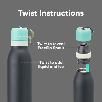 Owala FreeSip Twist Insulated Stainless Steel Water Bottle with Straw for Sports and Travel, BPA-Free, 24-oz, Purple/Purple (California Grapevine)