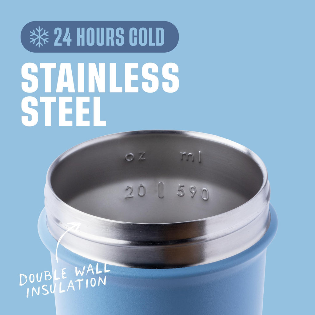 BlenderBottle Strada Shaker Cup Insulated Stainless Steel Water Bottle with Wire Whisk, 24-Ounce, Black