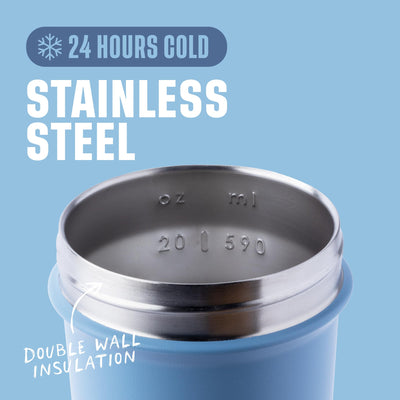 BlenderBottle Strada Shaker Cup Insulated Stainless Steel Water Bottle with Wire Whisk, 24-Ounce, Black