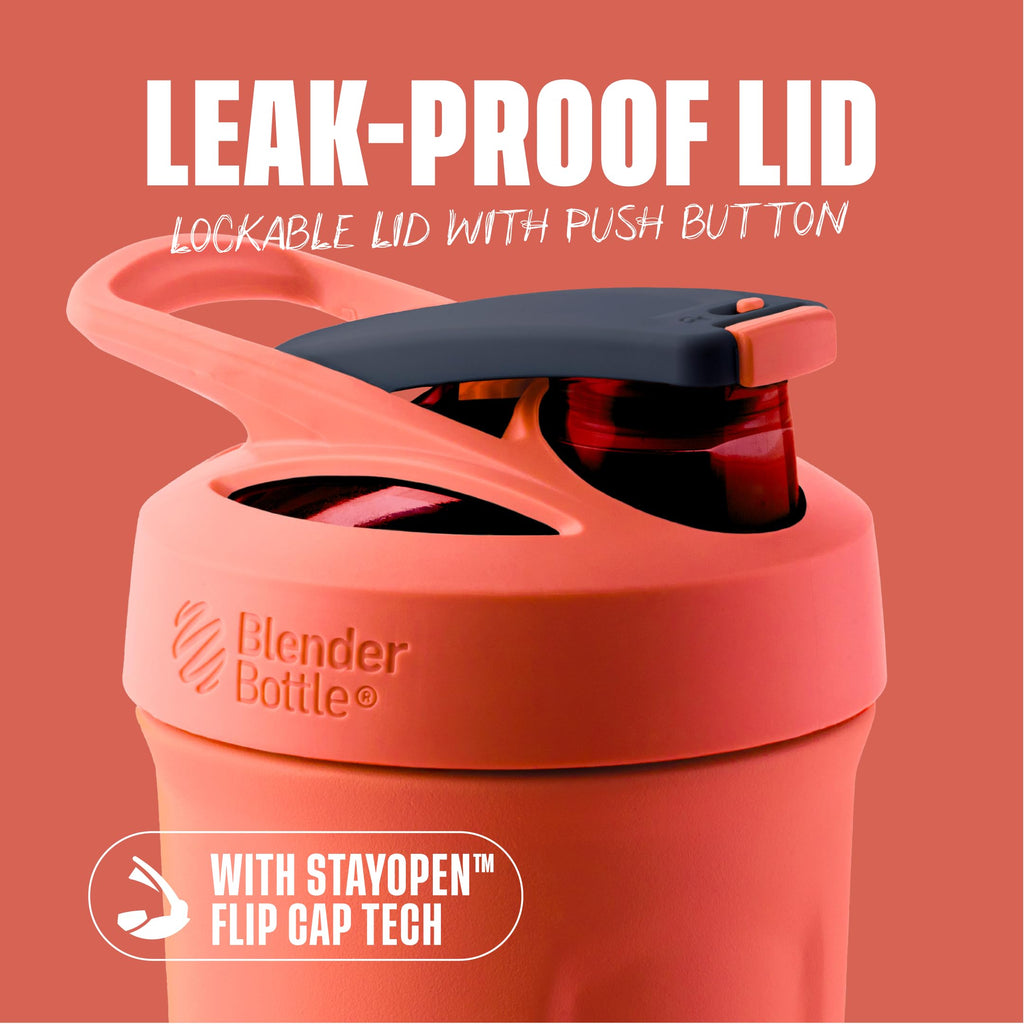 BlenderBottle Strada Shaker Cup Insulated Stainless Steel Water Bottle with Wire Whisk, 24-Ounce, Black